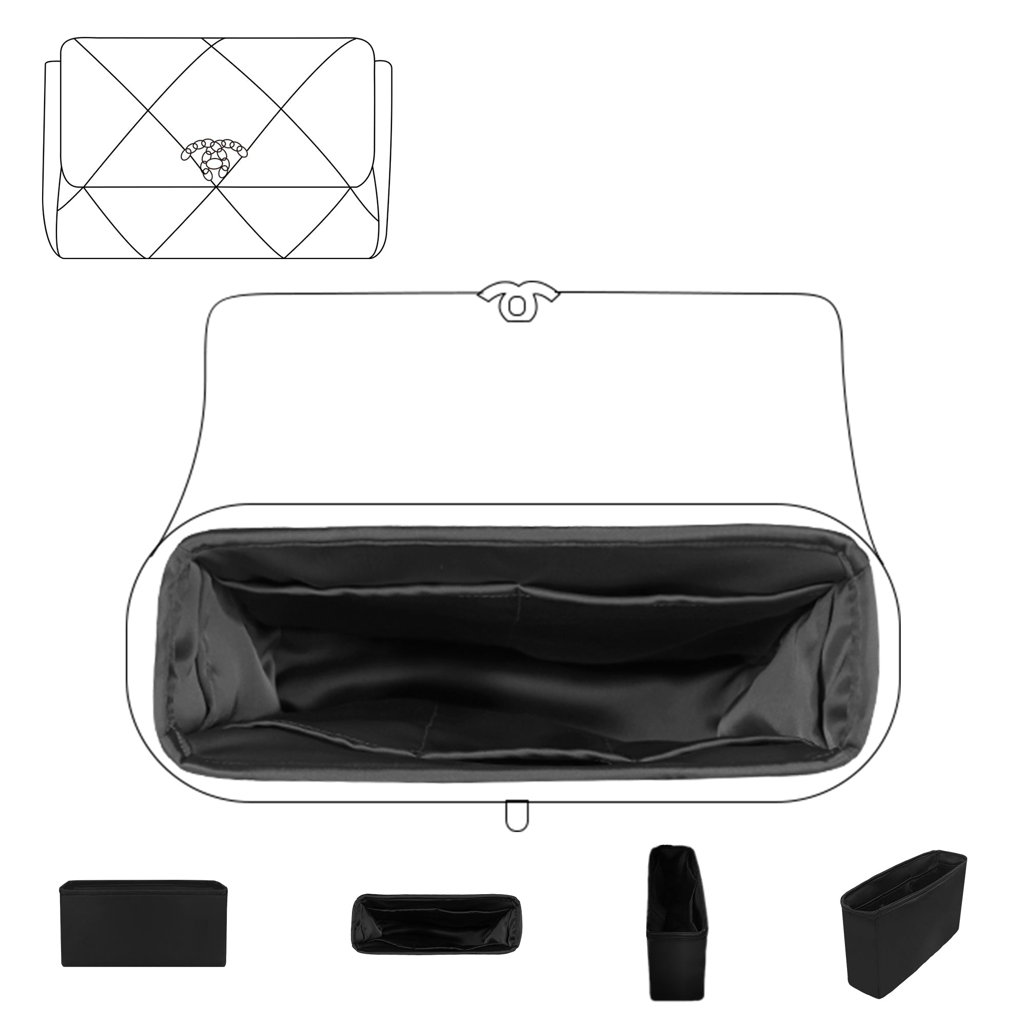 Purse Organizer Insert for CC 19 Bags Silk Bag Organizer Luxury Handbag & Tote Shaper