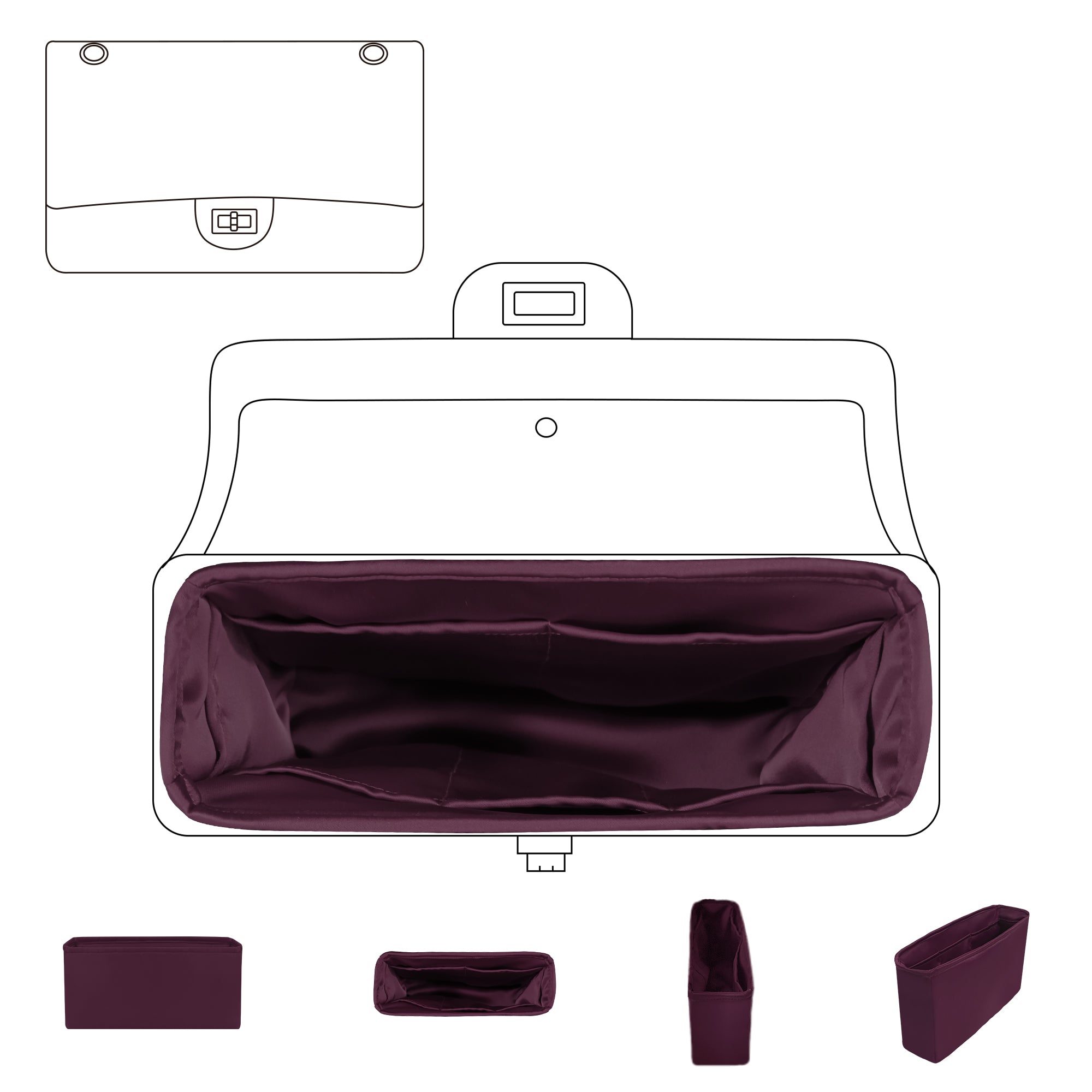 Silky Purse Organizer Insert for CC 2.55 Bags, Luxury Handbag & Tote Organizer