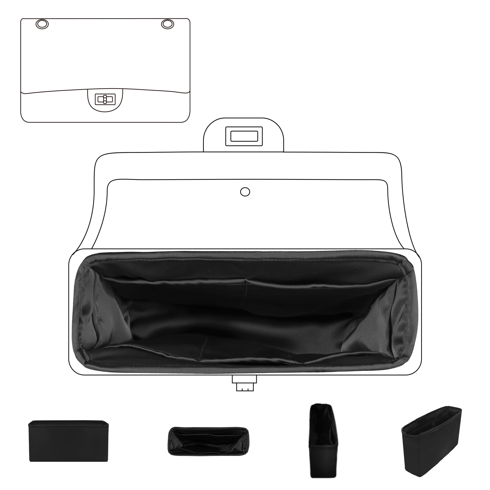 Silky Purse Organizer Insert for CC 2.55 Bags, Luxury Handbag & Tote Organizer