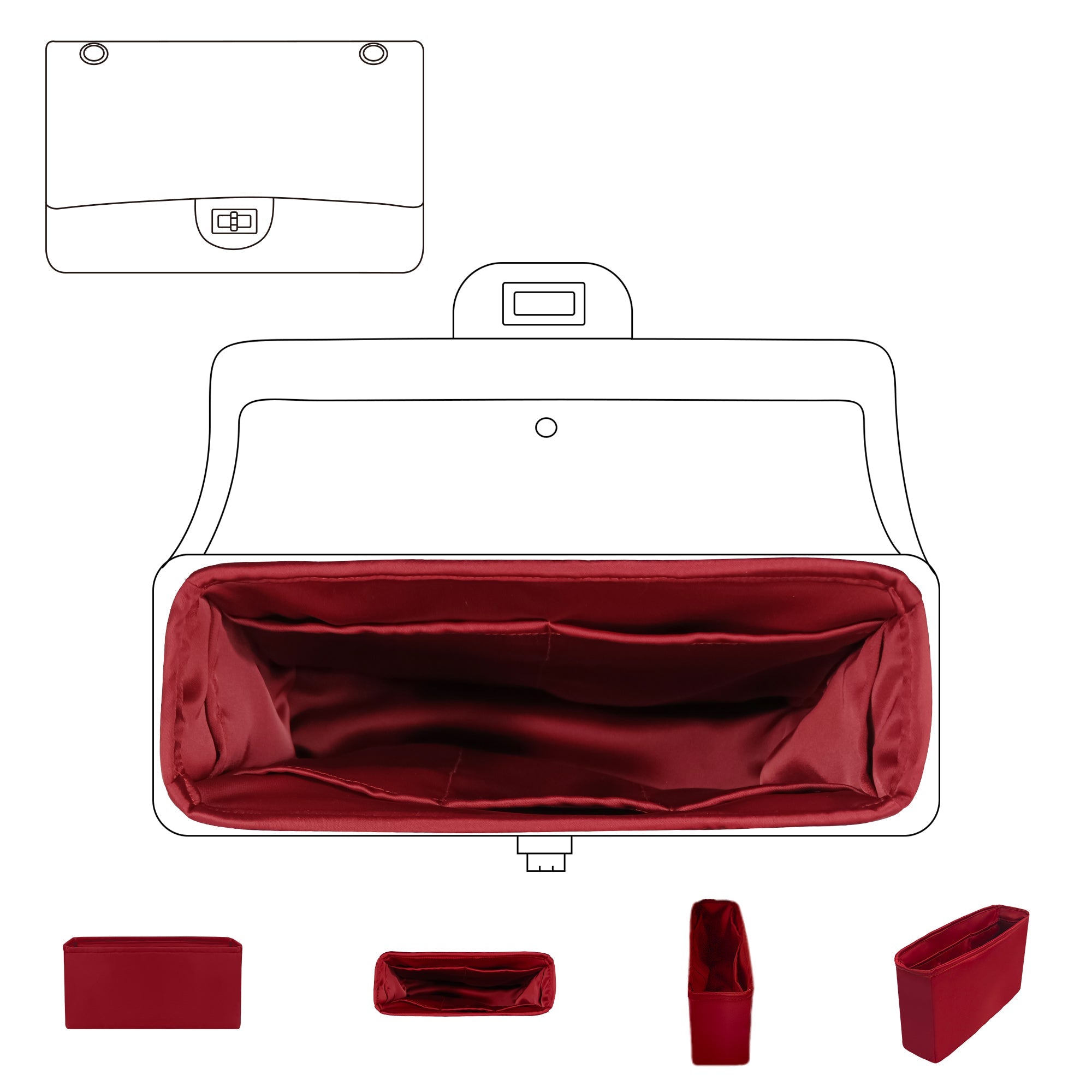 Silky Purse Organizer Insert for CC 2.55 Bags, Luxury Handbag & Tote Organizer