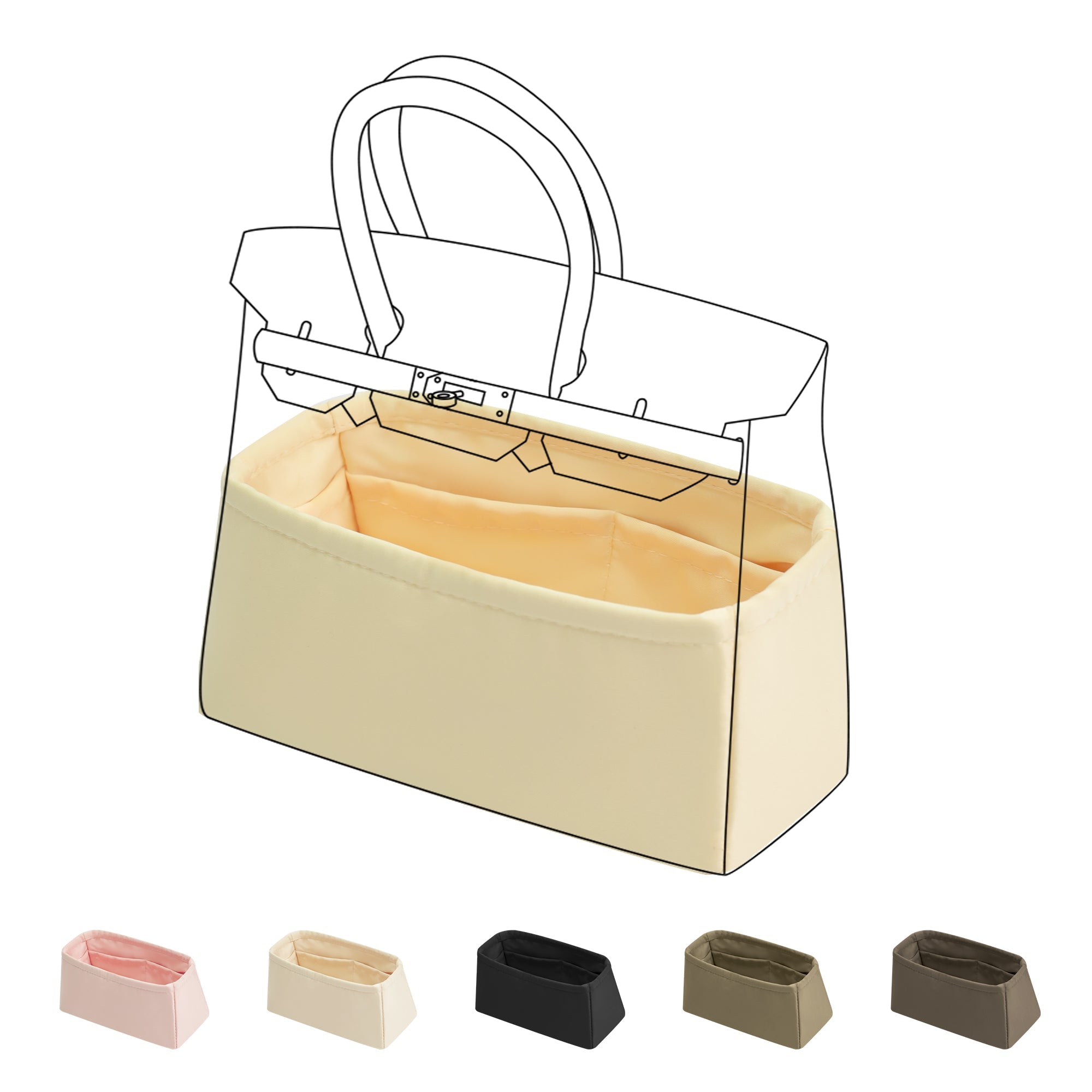 Purse Organizer Silky Smooth, Silk, Luxury Handbag Tote in Bag Shapers