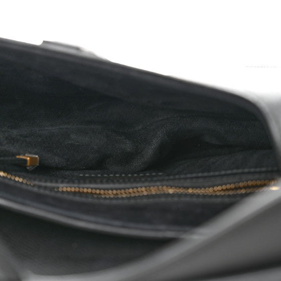 Saddle Bag Grained Calfskin Black with Strap