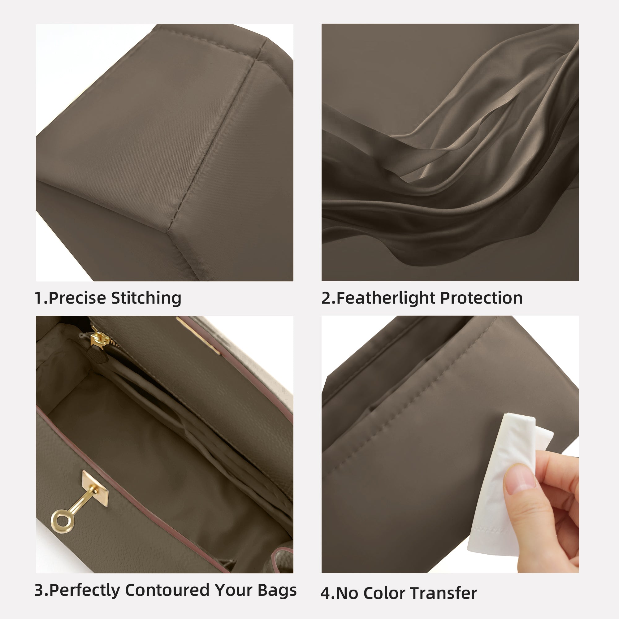 Purse Organizer Silky Smooth, Silk, Luxury Handbag Tote in Bag Shapers