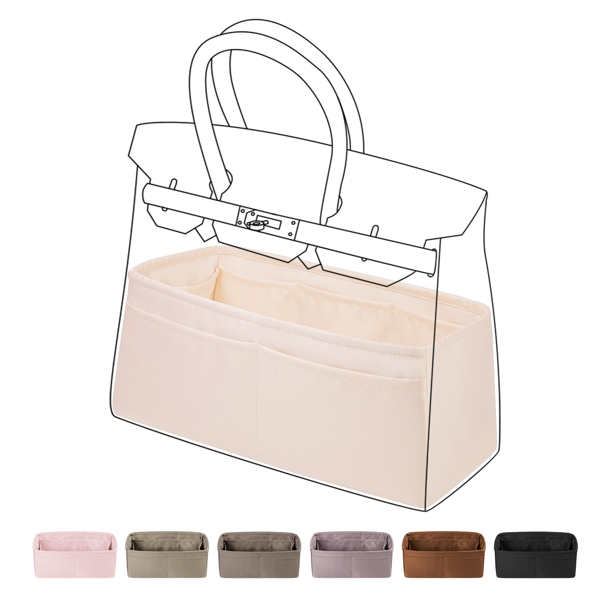 Purse Organizer Silky Smooth, Silk, Luxury Handbag Tote in Bag Shapers