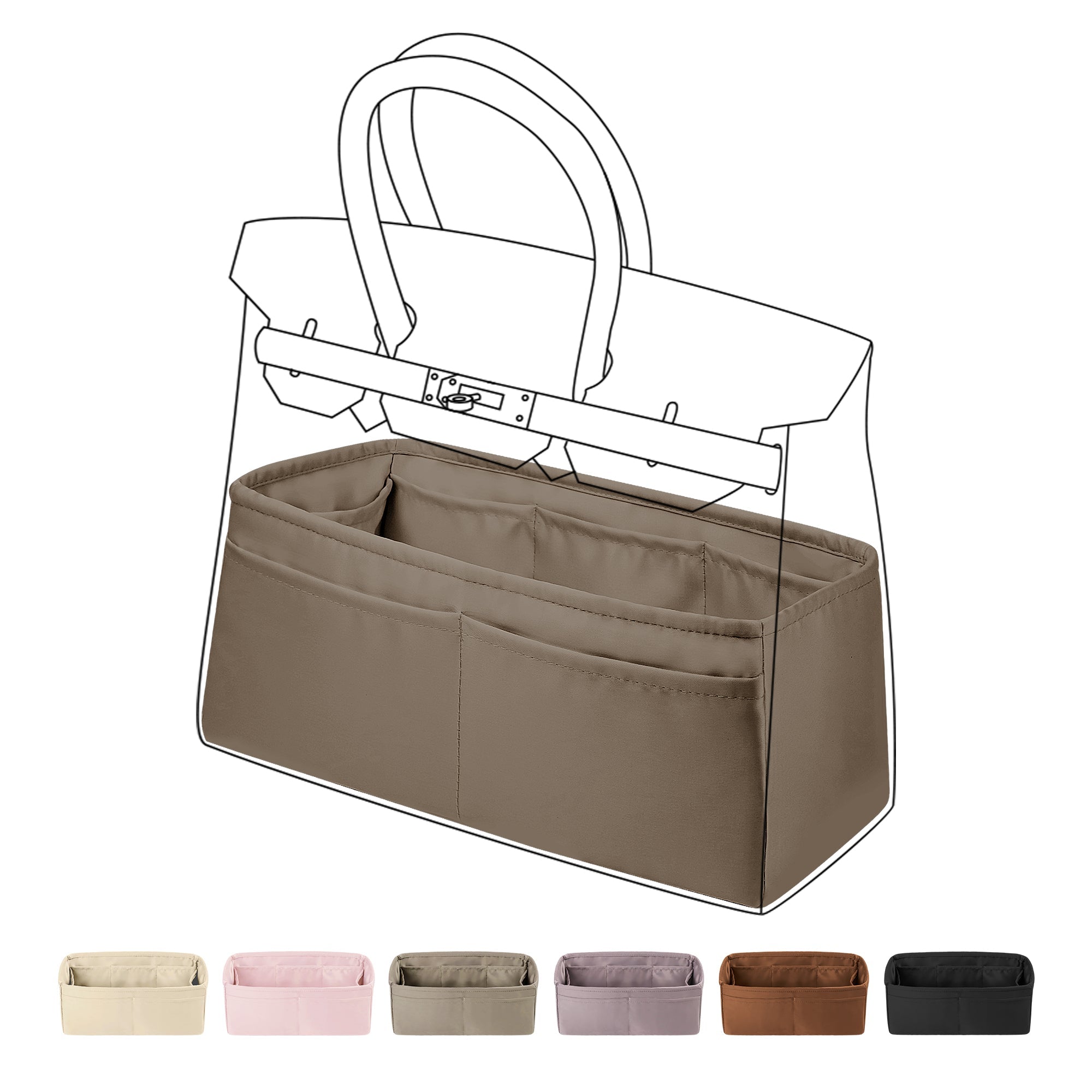 Purse Organizer Silky Smooth, Silk, Luxury Handbag Tote in Bag Shapers