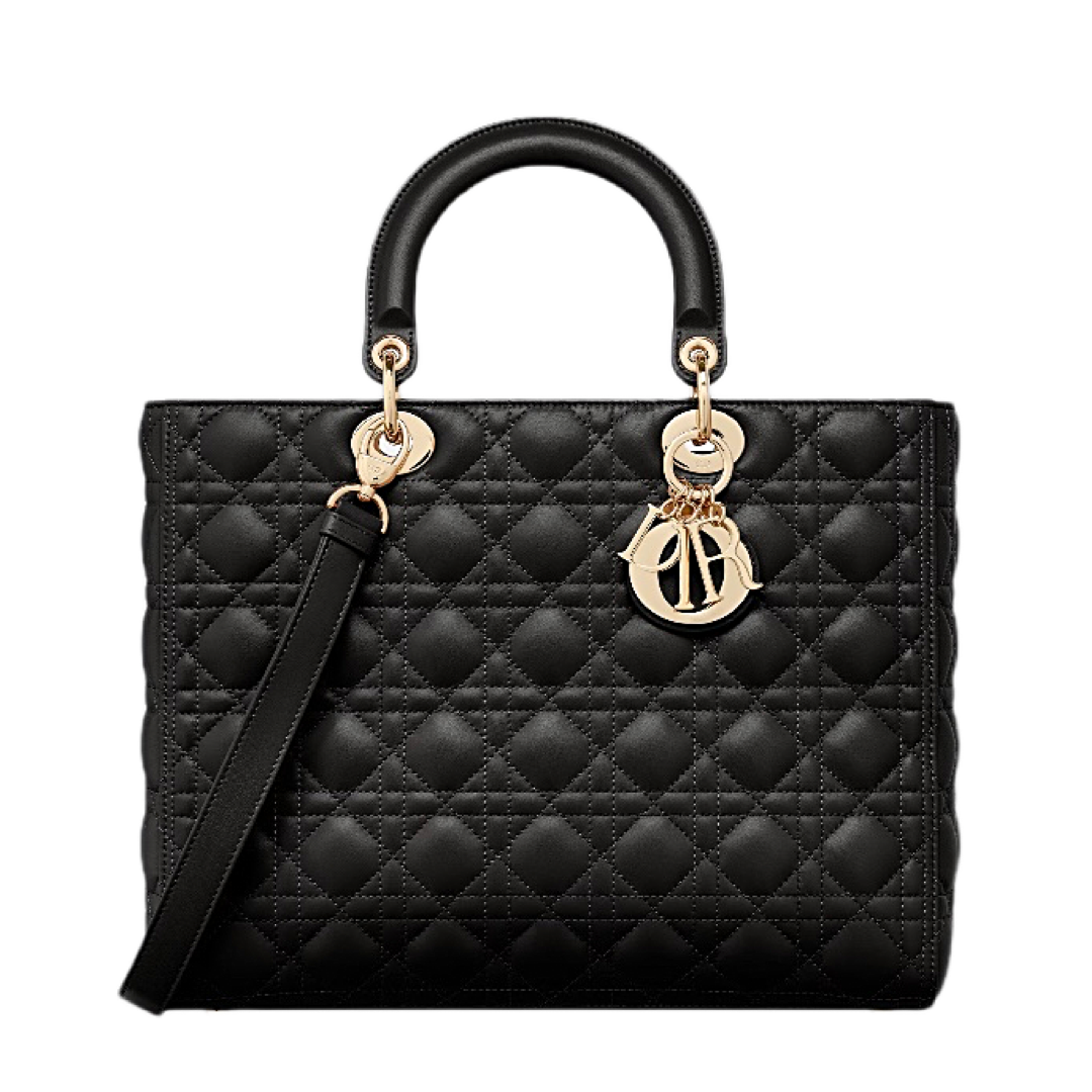 Large Lady Bag Black Cannage Lambskin