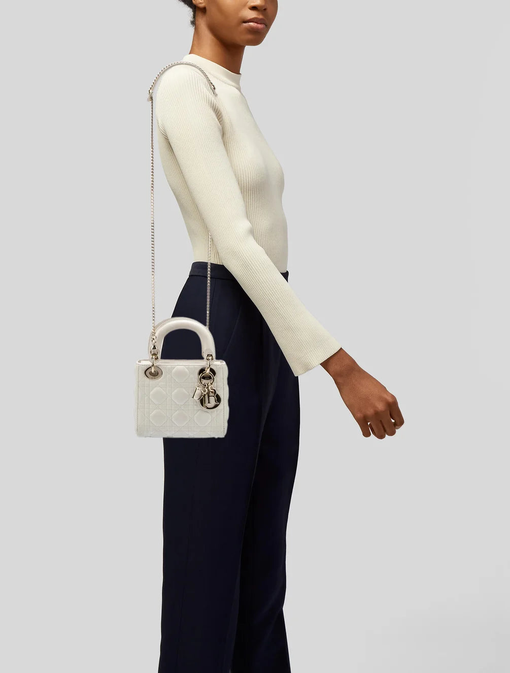 Mini Lady Bag Latte Cannage Lambskin