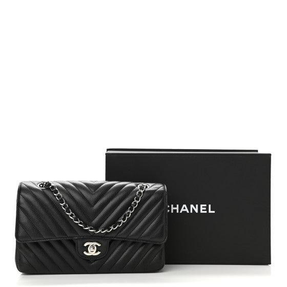 Classic Double Flap Bag Quilted Caviar Chevron Medium - RELAVISH