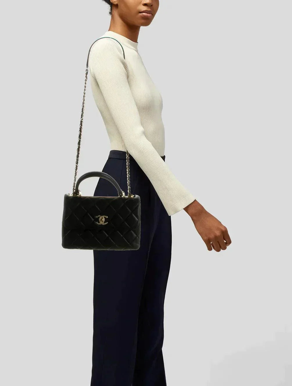 Chanel Trendy CC Dual Handle Flap Bag Quilted Lambskin Small -
